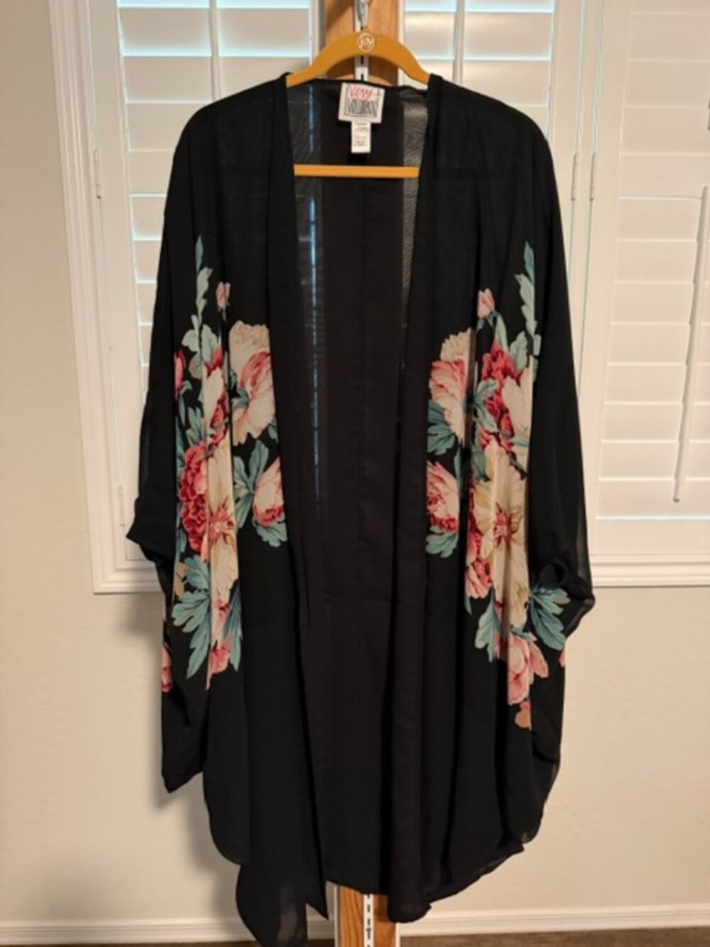 Vintage Very Vollbracht Wearable Art Floral Kimono Duster Cardigan Cape